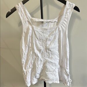 Lucky Brand White Smocked Tank Top